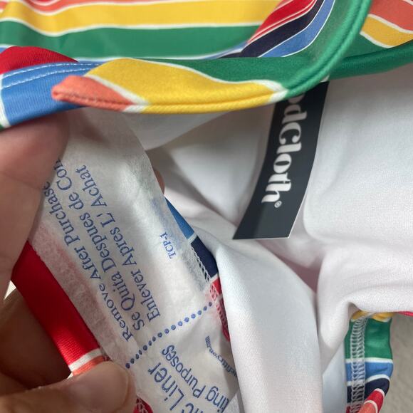 ModCloth XL The Greta High Waisted Bikini Bottom Rainbow Stripe Tie Side - Picture 8 of 9